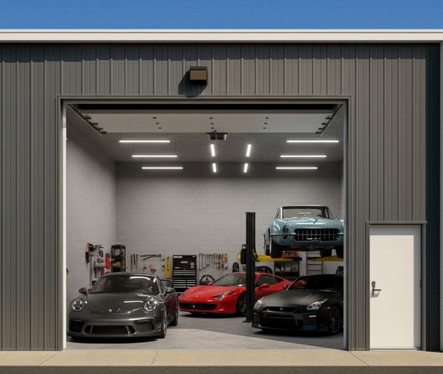 Interior of luxury storage condo with high ceilings